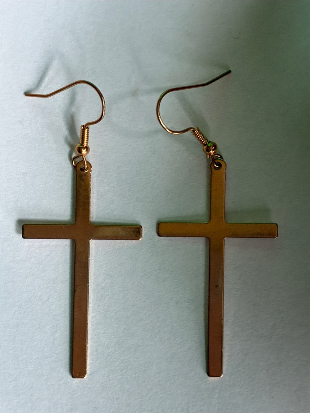 NWOT Cross dangle earrings in goldtone religion faith Christianity minimalist